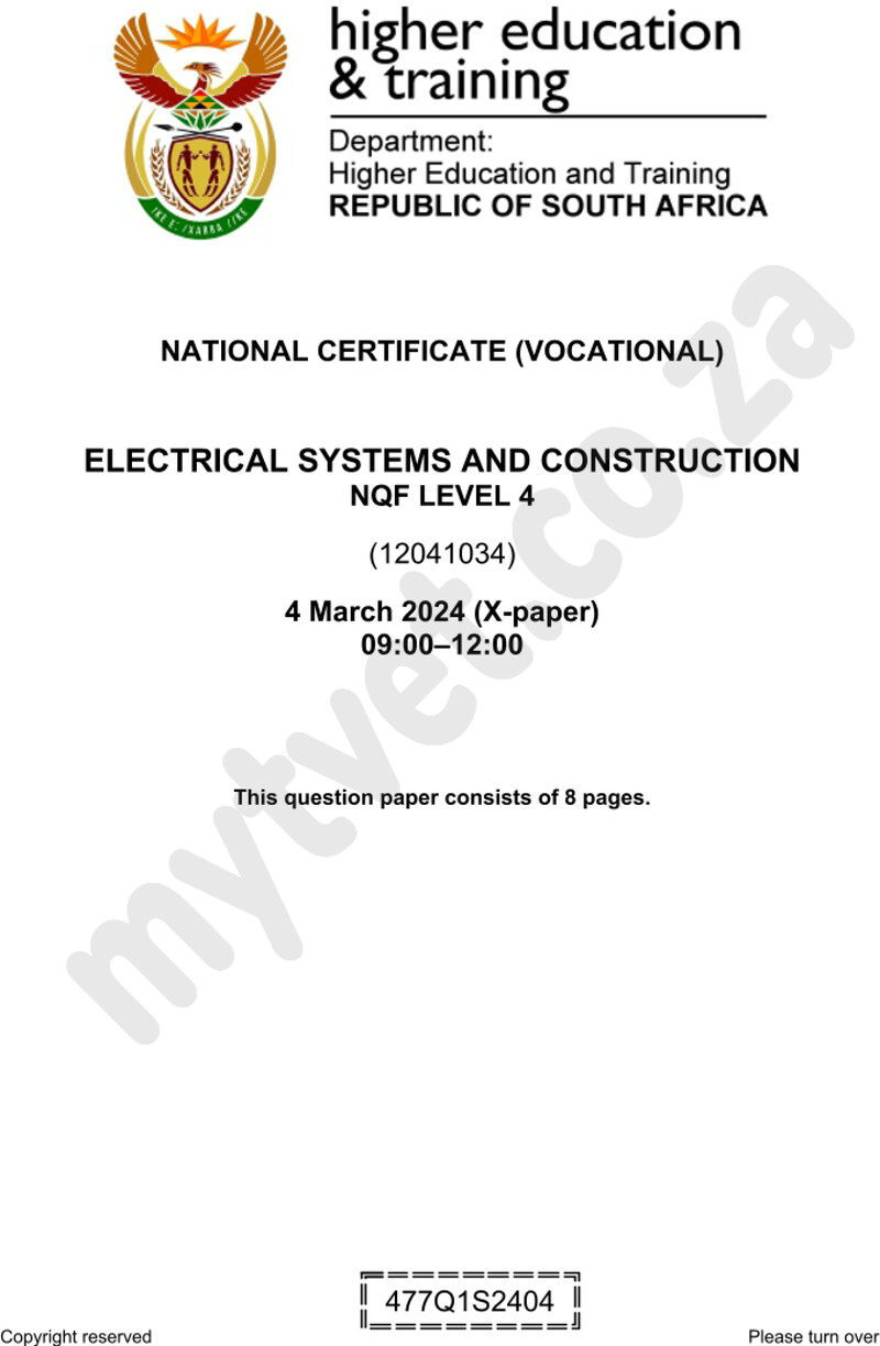 Electrical Systems And Construction L4 QP Supp 2024 preview