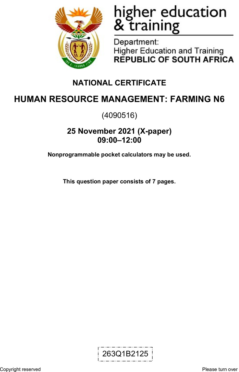 Resource Management Farming N6 QP Nov 2021 preview