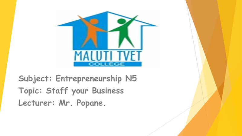 Entrepreneurship Staffing Your Business N5 Sg