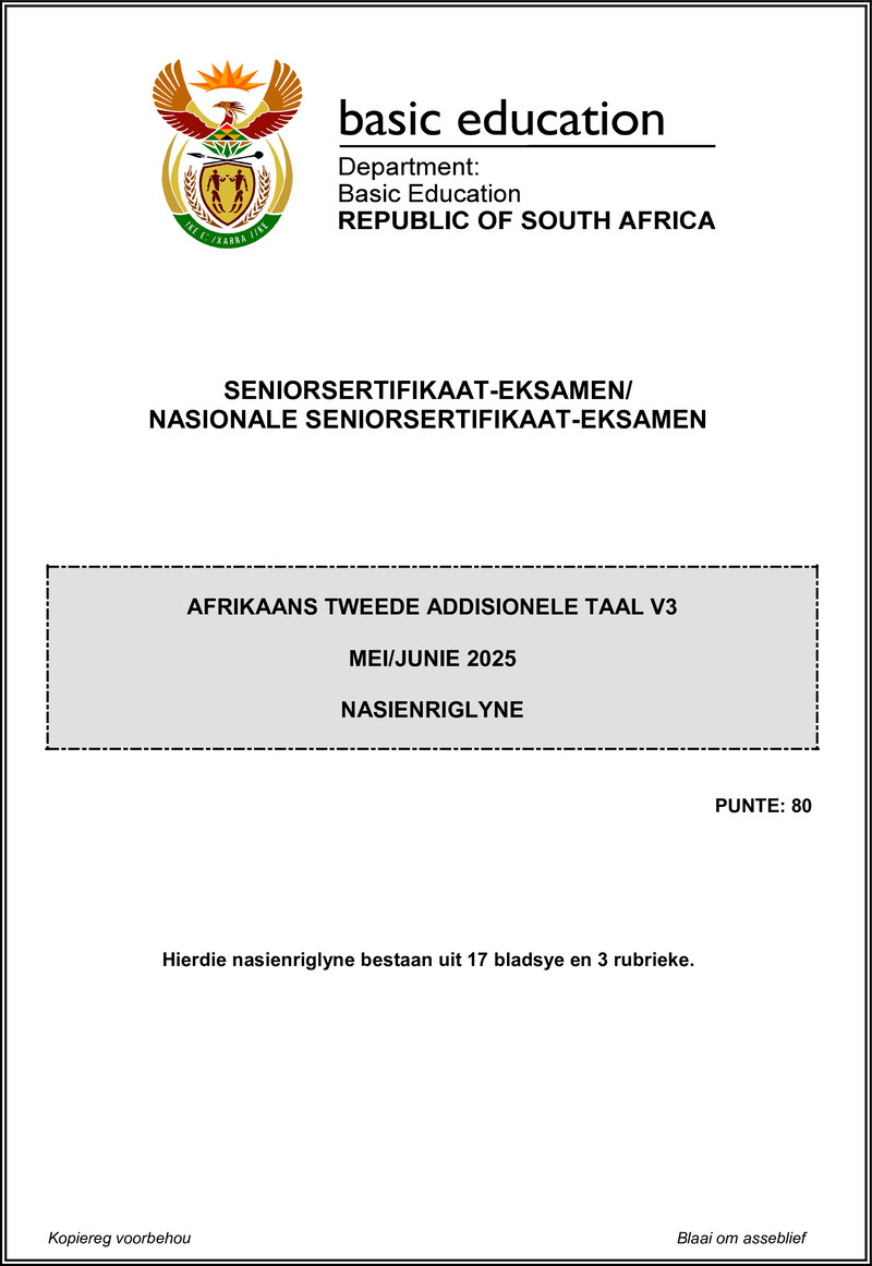 Afrikaans Sal P3 May June 2025 Mg Gr12