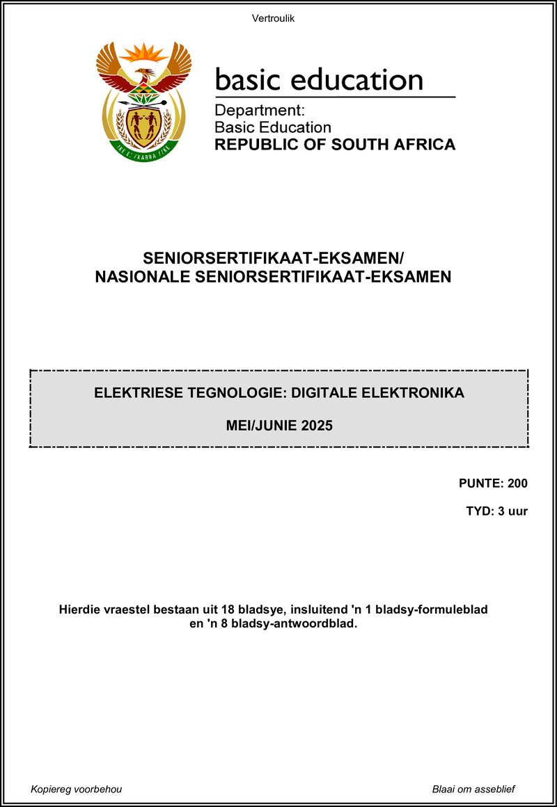 Grade 12 Electrical Technology past paper 2025 – electrical technology may june 2025 digital afr gr12