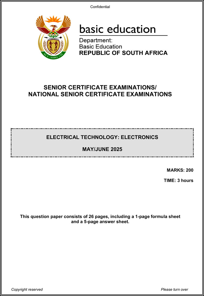 Grade 12 Electrical Technology past paper 2025 – electrical technology may june 2025 electronics eng gr12