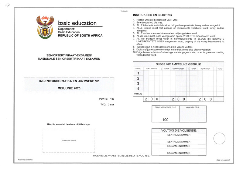 Engineering Graphics Design P2 May June 2025 Afr Gr12