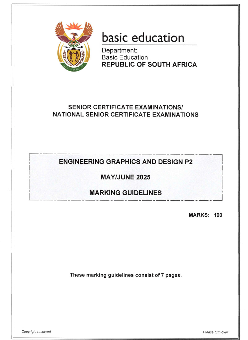 Grade 12 Design past paper 2025 – engineering graphics design p2 may june 2025 mg eng gr12