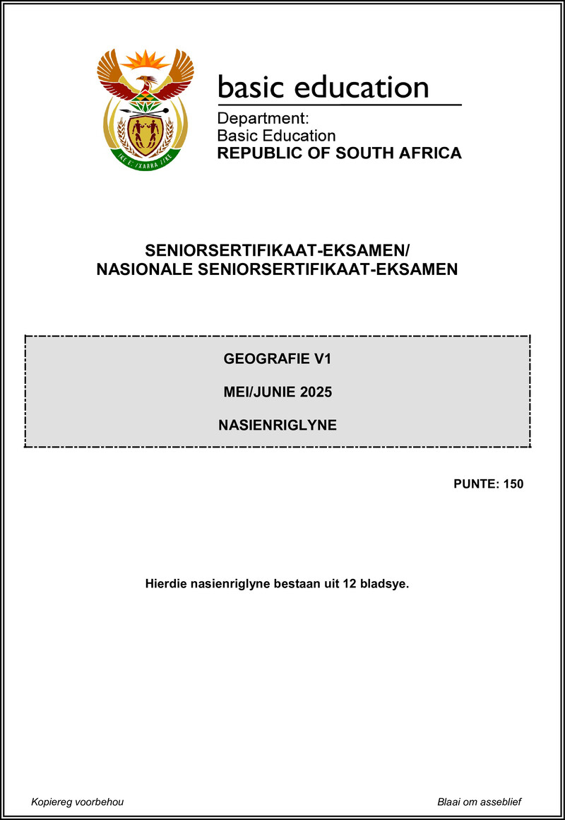 Grade 12 Geography past paper 2025 – geography p1 may june 2025 mg afr gr12