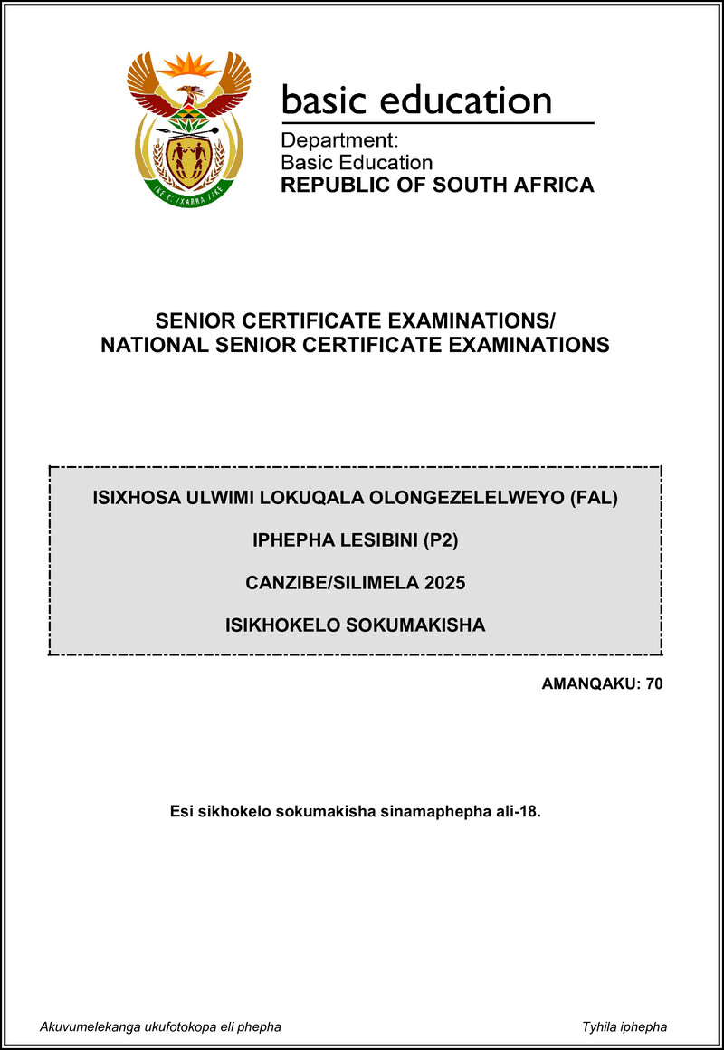 Isixhosa Fal P2 May June 2025 Mg Gr12
