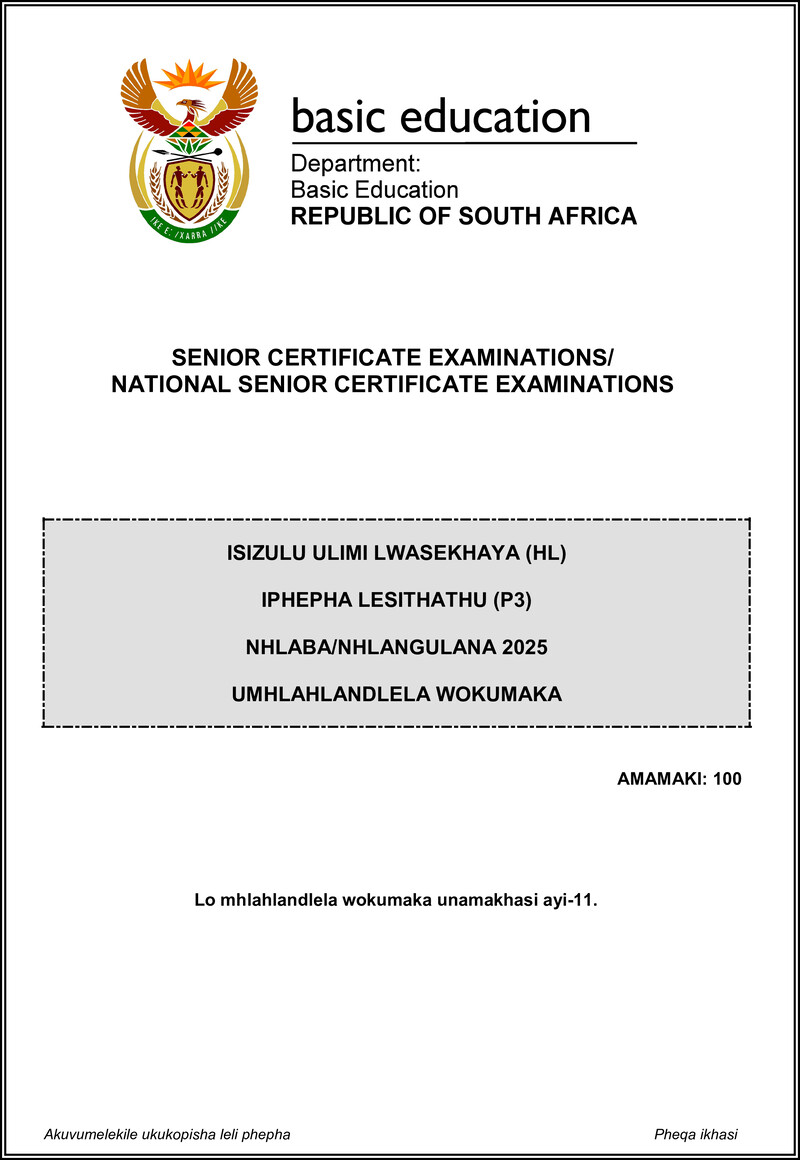 Isizulu Hl P3 May June 2025 Mg Gr12