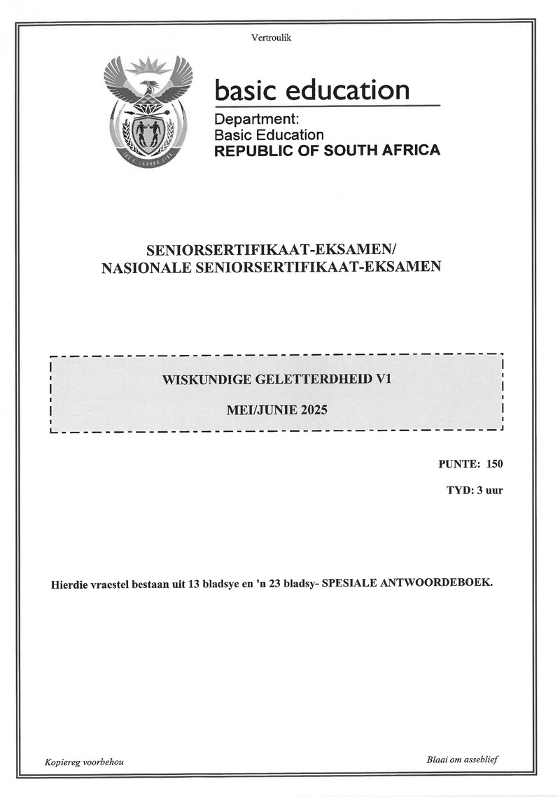 Grade 12 Mathematical Literacy past paper 2025 – mathematical literacy p1 may june 2025 afr gr12