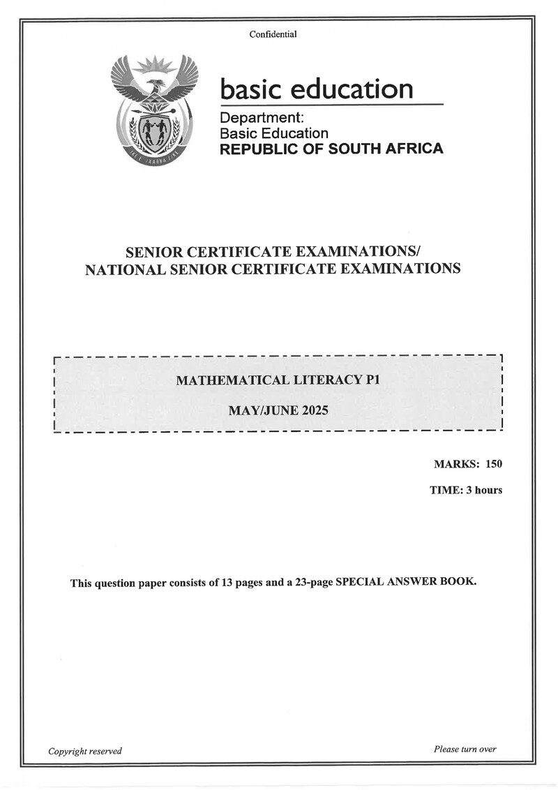 Grade 12 Mathematical Literacy past paper 2025 – mathematical literacy p1 may june 2025 eng gr12