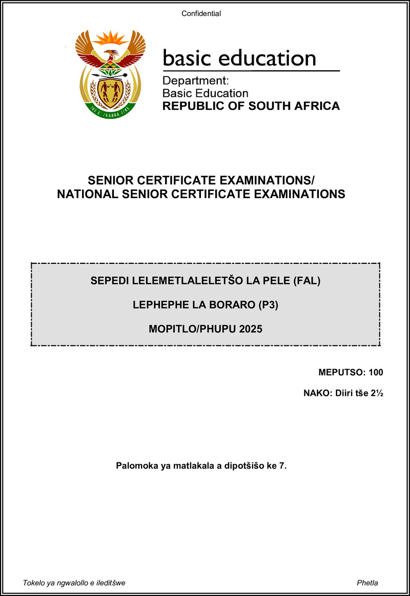 Sepedi Fal P3 May June 2025 Gr12