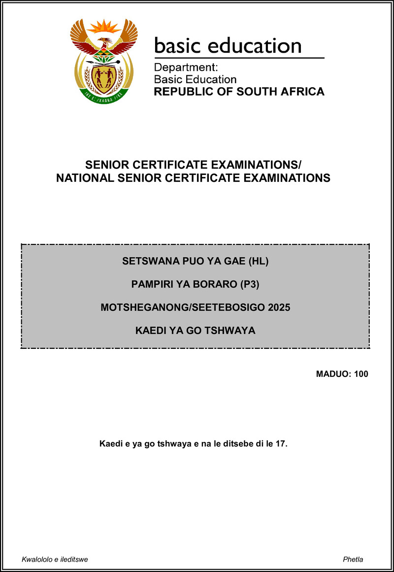 Grade 12 Setswana past paper 2025 – setswana hl p3 may june 2025 mg gr12