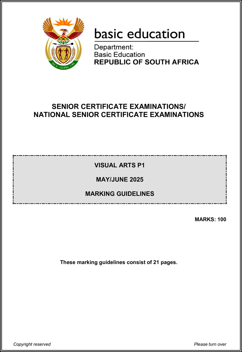 Grade 12 Visual Arts past paper 2025 – visual arts p1 may june 2025 mg eng gr12