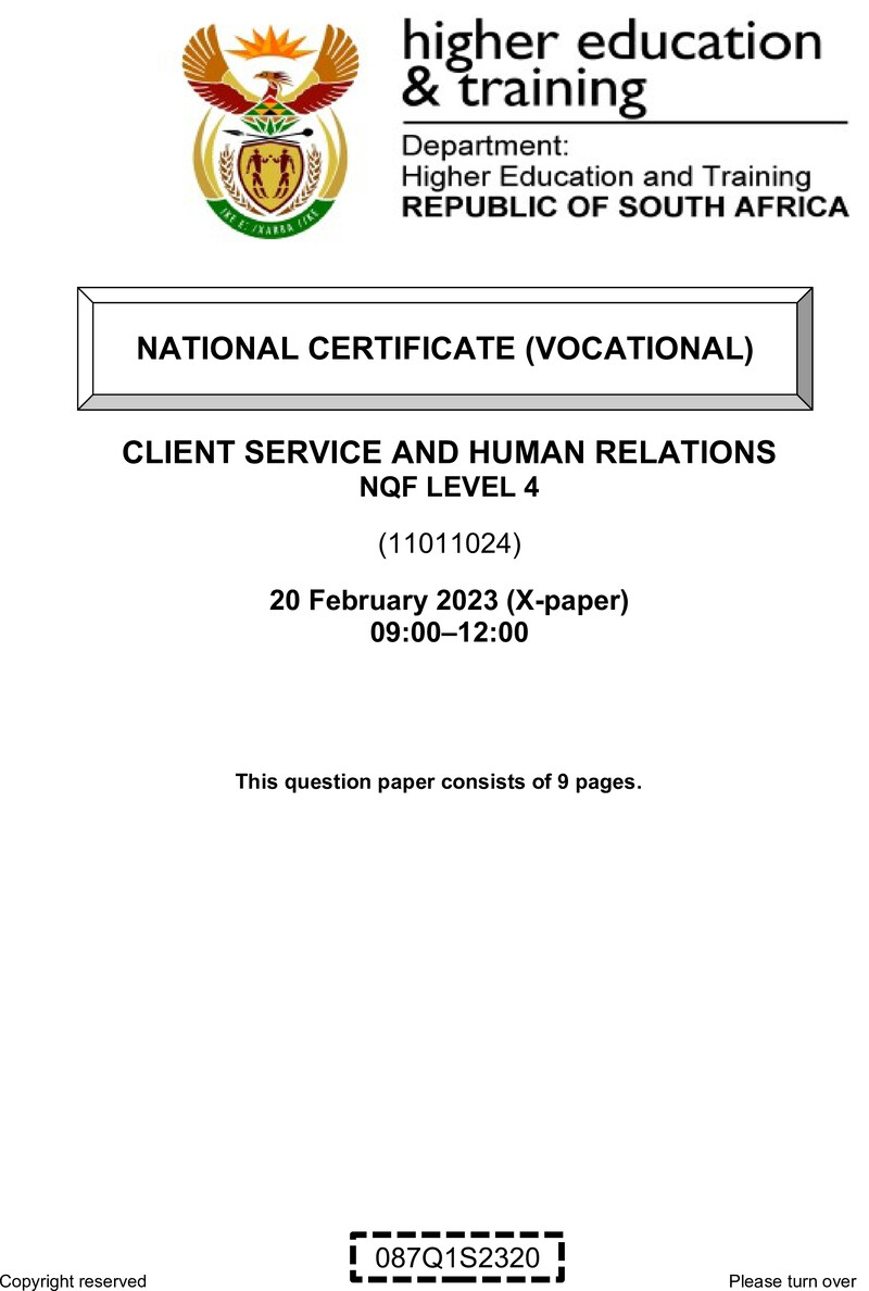 Nc480 Client Service And Human Relations L4 QP Feb 2023 Signed Off