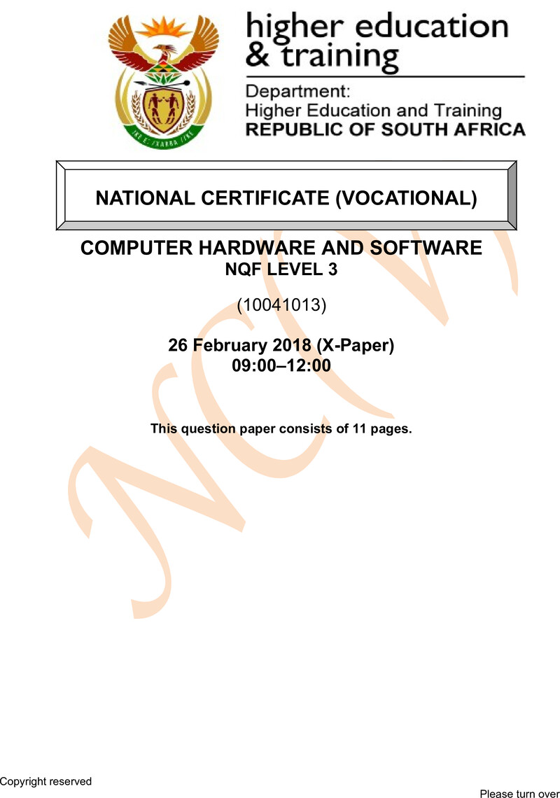 Nc510 Computer Hardware And Software L3 QP Feb 2018