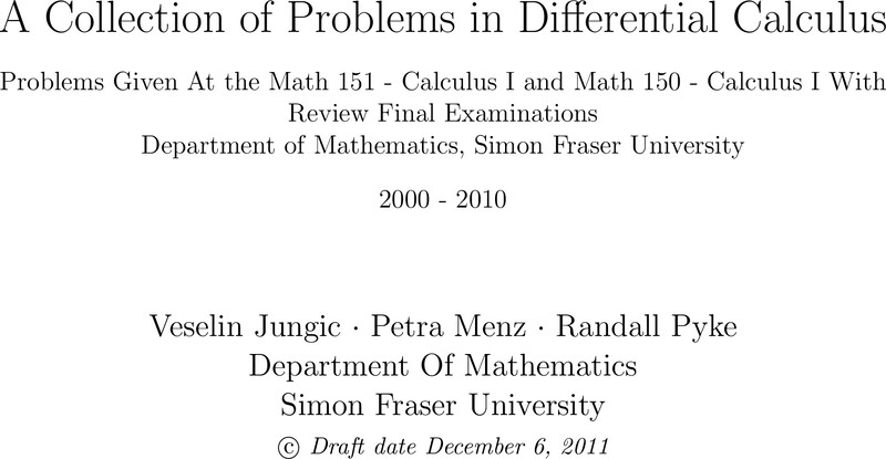 Problems And Solutions For Calculus 1