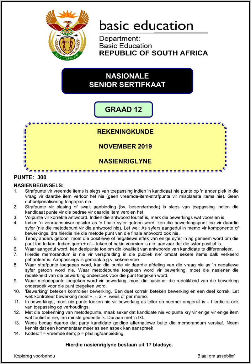 Accounting Nov 2019 Nov 2019 Memo Afr Gr12