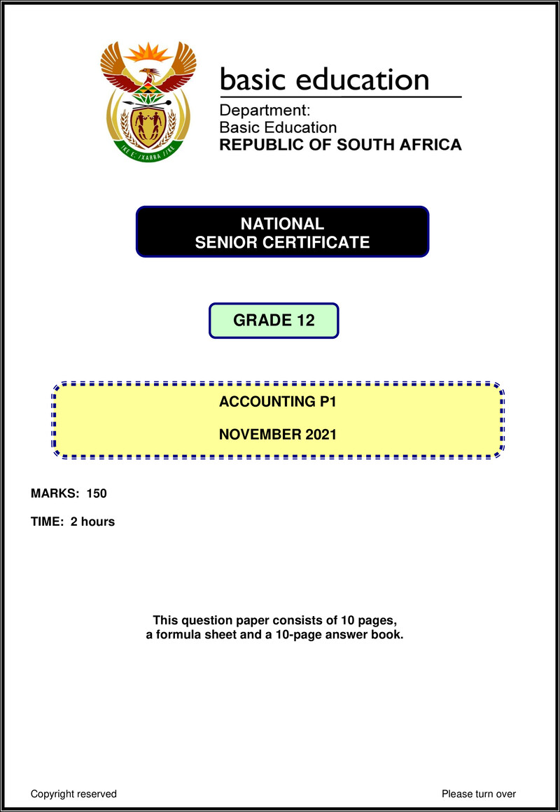 Accounting P1 Nov 2021 Eng Gr12