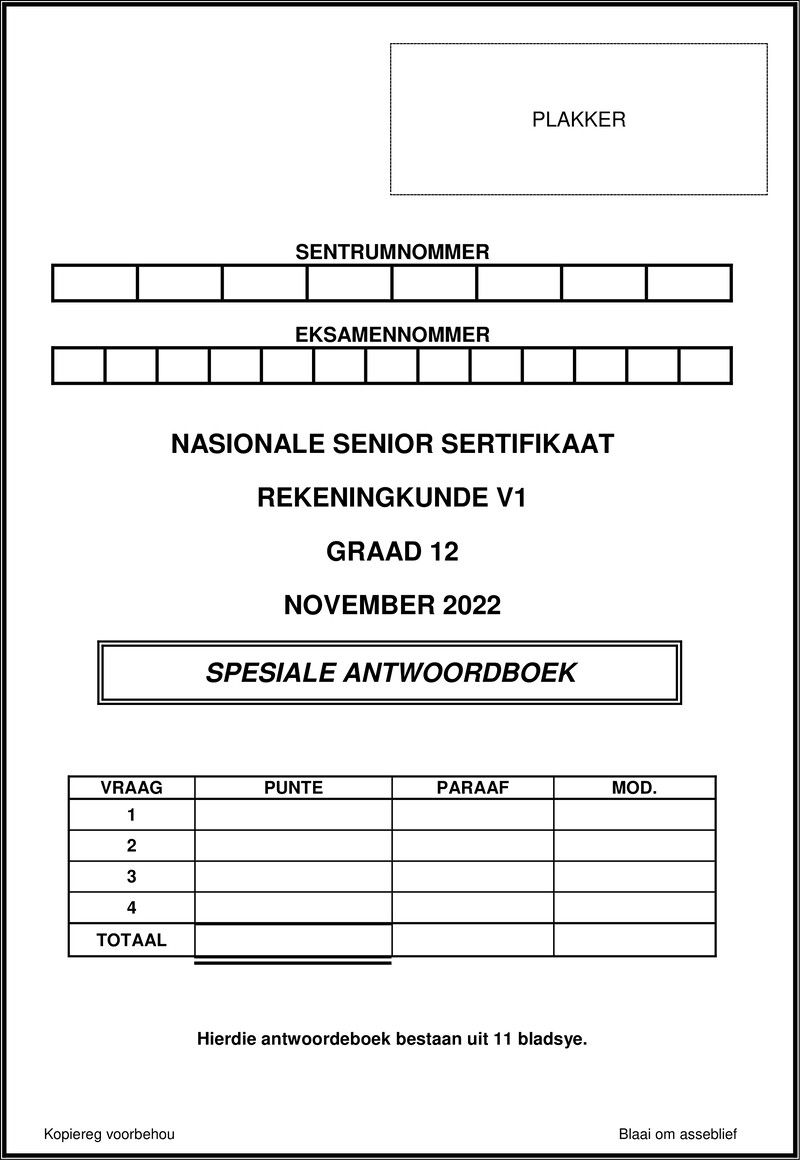 Accounting P1 Nov 2022 Answer Book Afr Gr12