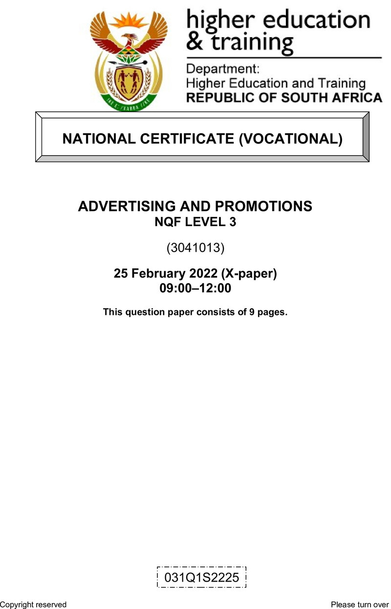 Advertising And Promotions L3 QP Feb 2022 Signed Off