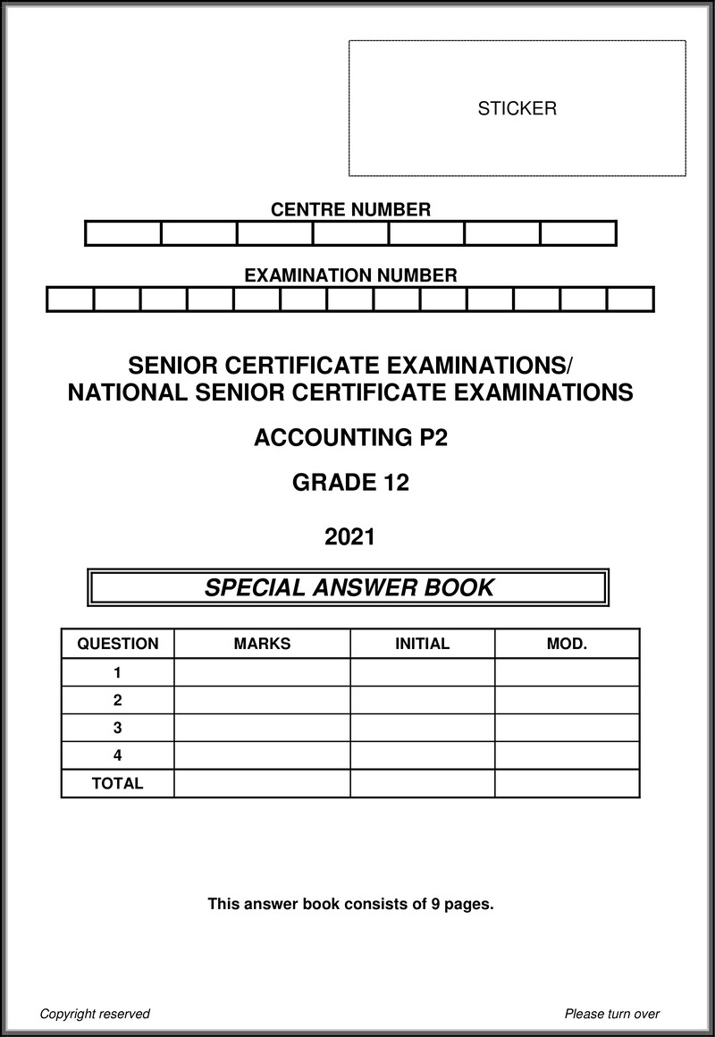 Accounting P2 May June 2021 Answer Book Eng Gr12