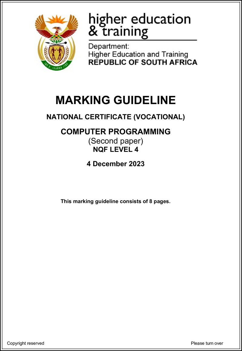 Nc540 Computer Programming L4 P2 Memo Nov 2023 Signed Off