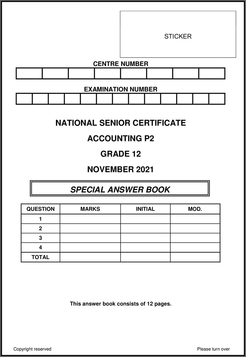Accounting P2 Nov 2021 Answer Book Eng Gr12