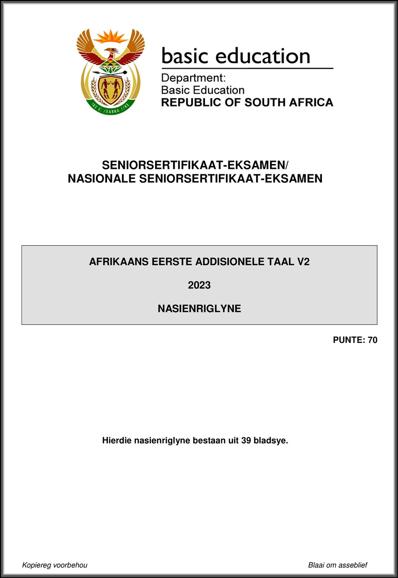 Afrikaans Fal P2 May June 2023 Mg Gr12