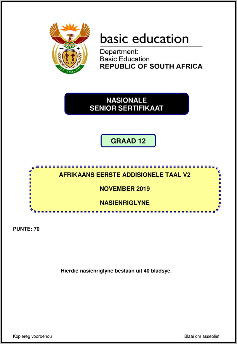 Afrikaans Fal P2 Nov 2019 Memo Gr12