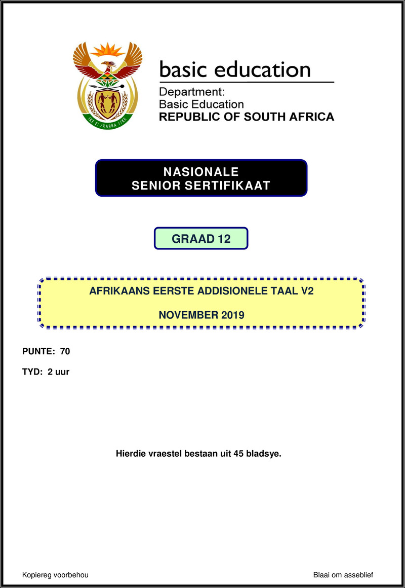 Afrikaans Fal P2 Nov 2019 Gr12