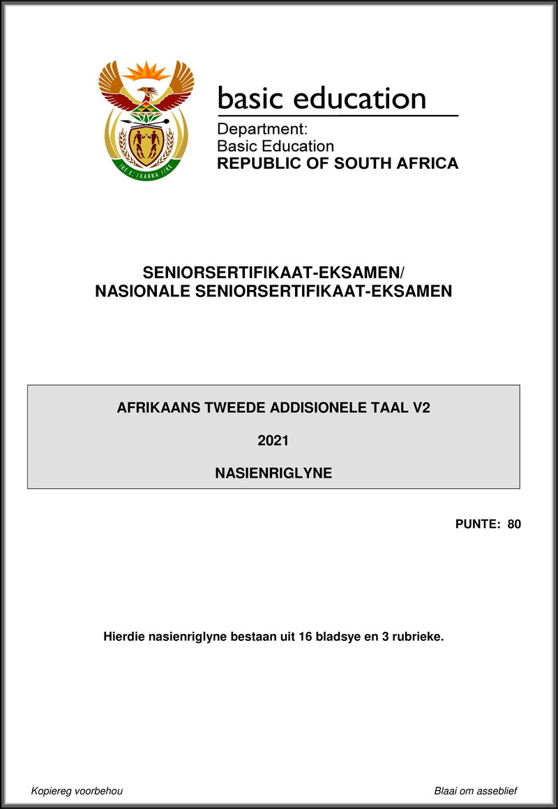 Afrikaans Sal P2 May June 2021 Mg Gr12