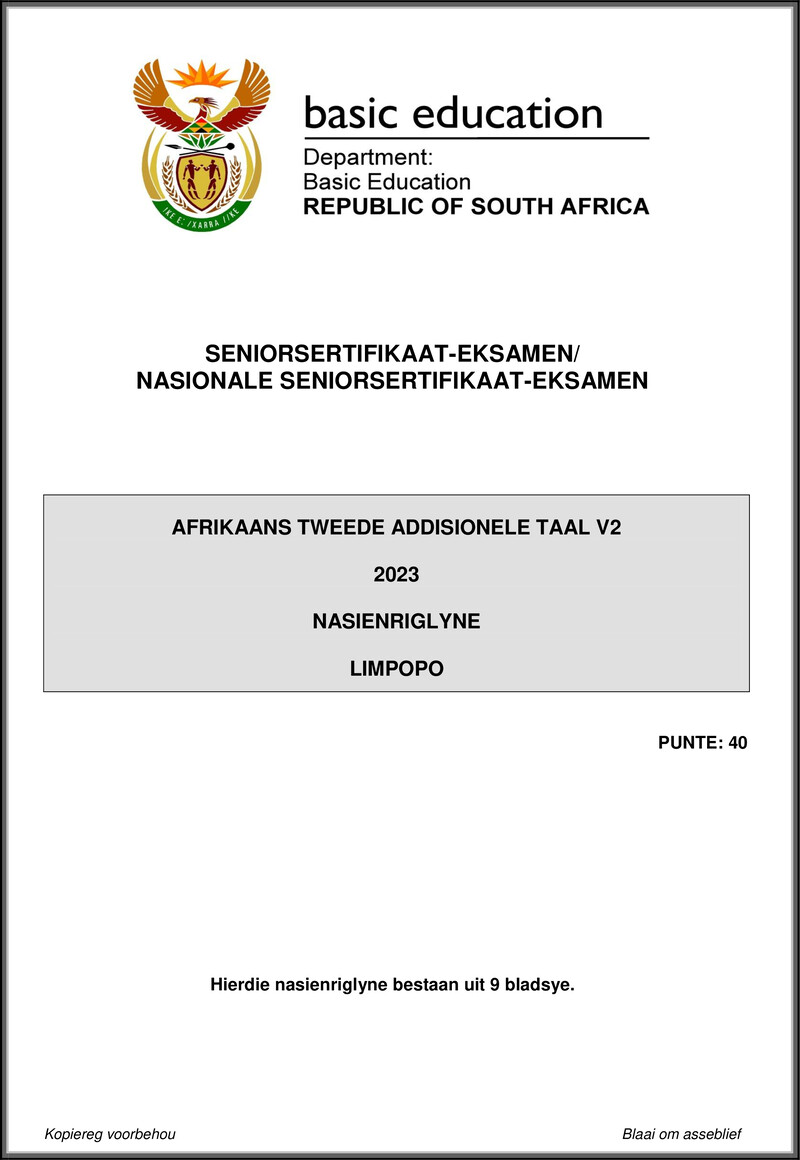 Afrikaans Sal P2 May June 2023 Mg Limpopo Gr12