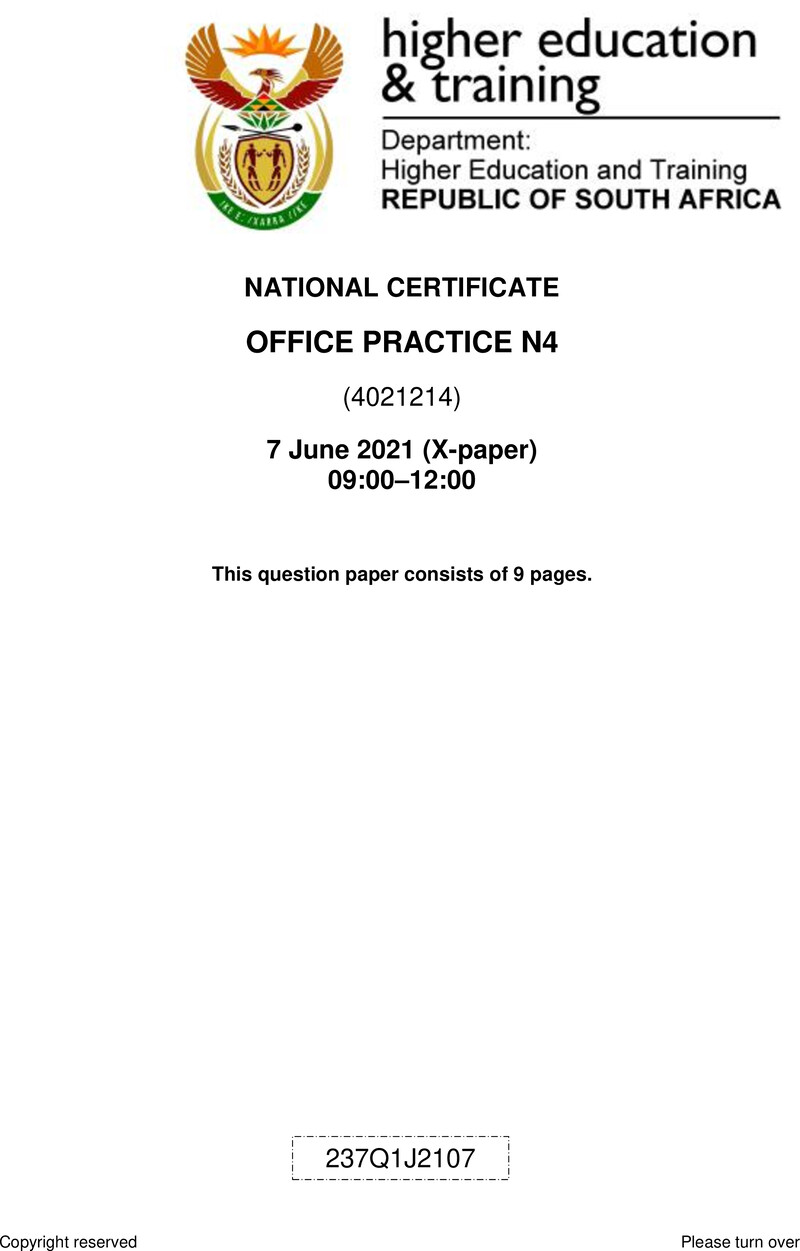 N4 Office Practice June 2021