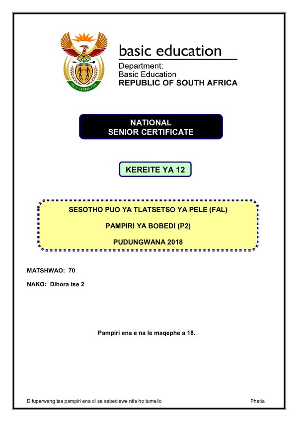 Sesotho Fal P2 Gr12