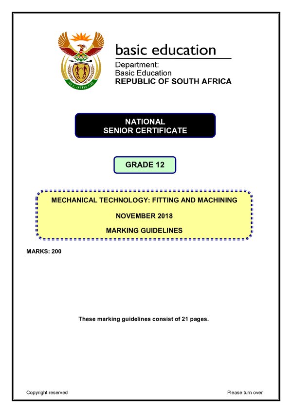 Fitting And Machining Memo 1 (English) Gr12