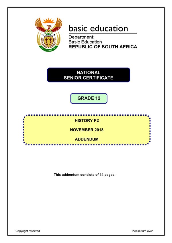 Grade 12 English past paper 2016 – Paper 2 Addendum (English) gr12
