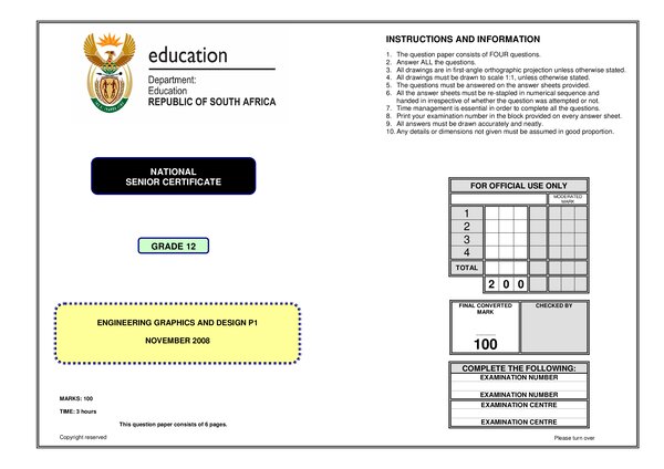 Engineering Graphics And Design P1 English Gr12