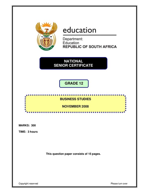 Business Studies P1 English Gr12