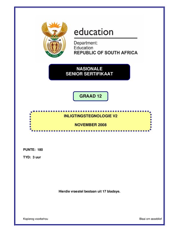 Information Technology P2 Afrikaans Gr12