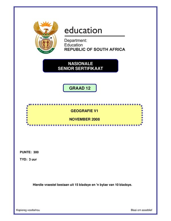 Geography P1 Afrikaans Gr12