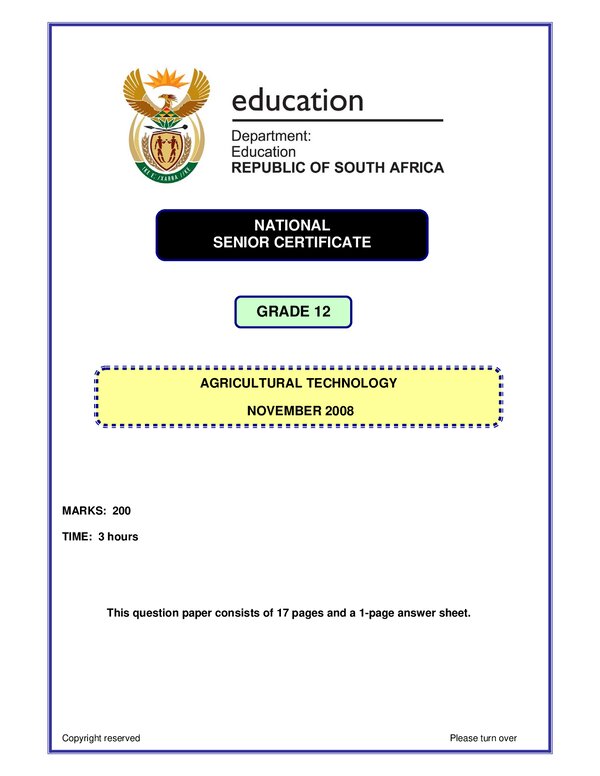 Agricultural Technology P1 English Gr12