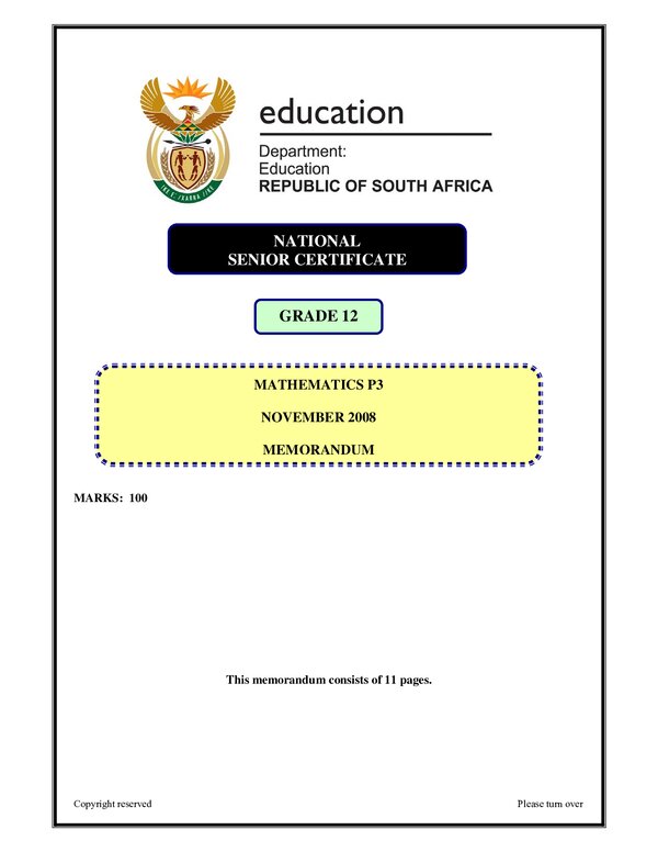 Mathematics P3 English Memo Gr12