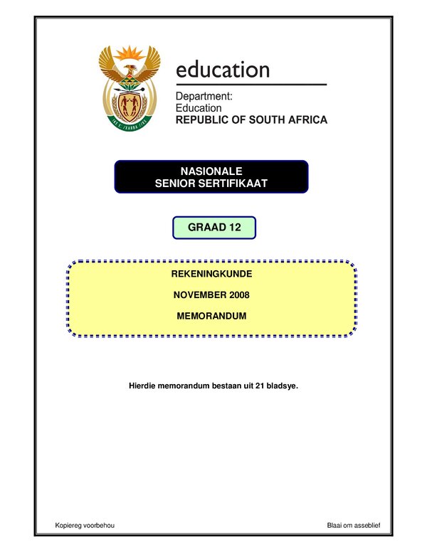 Accounting Afrikaans Memo Version 2 Gr12