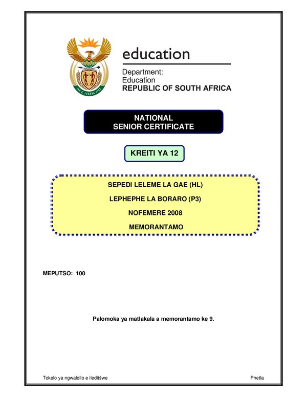 Sepedi Hl P3 Rubric Gr12