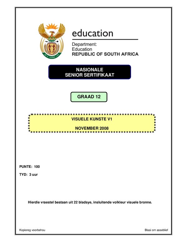 Visual Arts P1 Afrikaans Gr12
