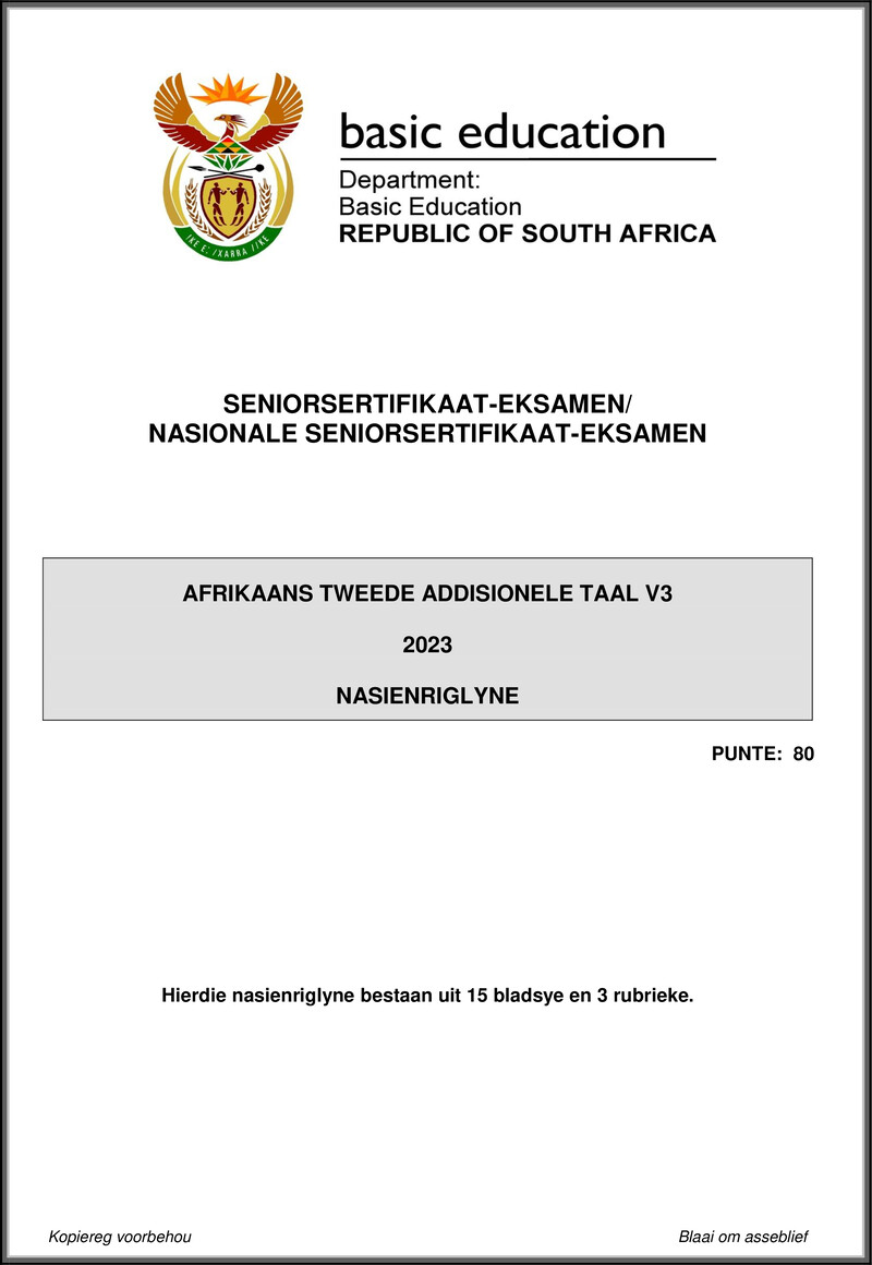 Afrikaans Sal P3 May June 2023 Mg Gr12
