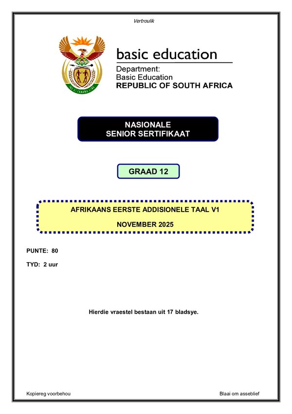 Grade 12 Afrikaans past paper 2019 – Download gr12
