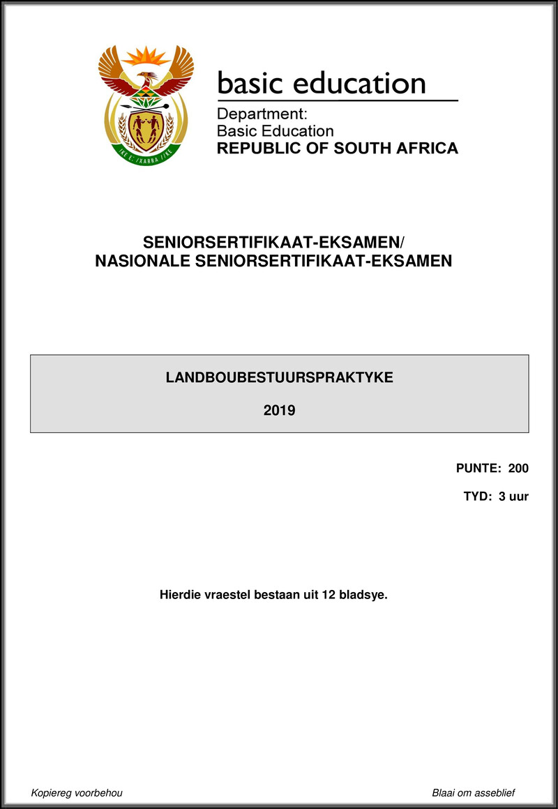 Agricultural Management Practices May June 2019 Afr Gr12