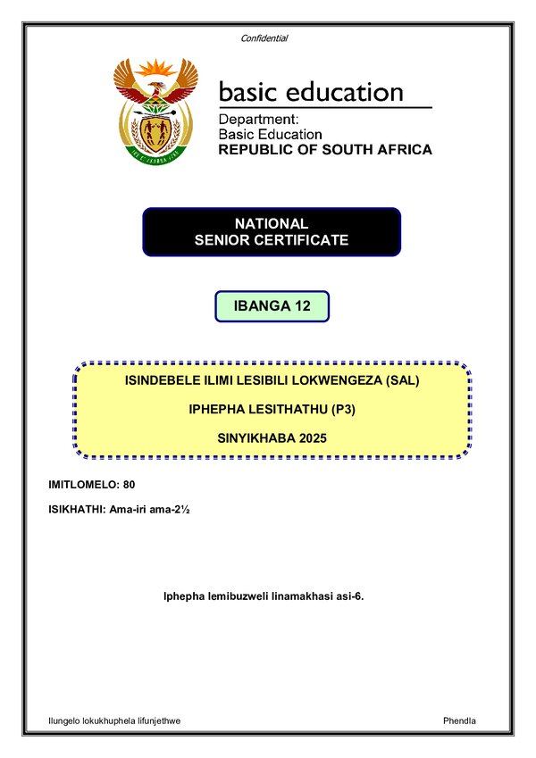 Isindebele Sal P3 Gr12