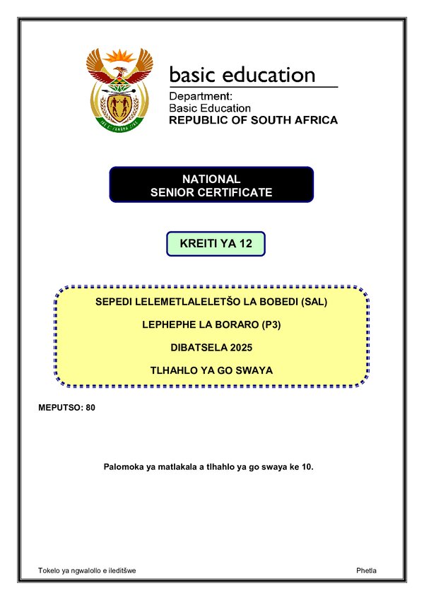 Sepedi Sal P3 Memo Gr12