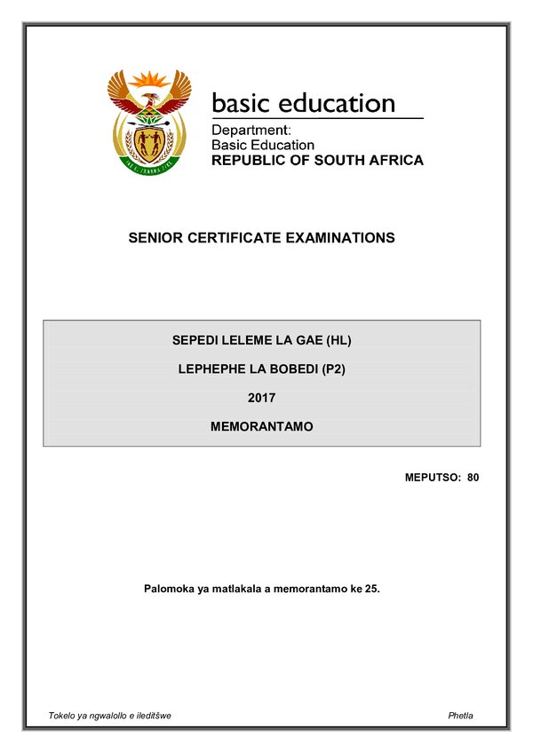 Sepedi Hl P2 Memo Gr12